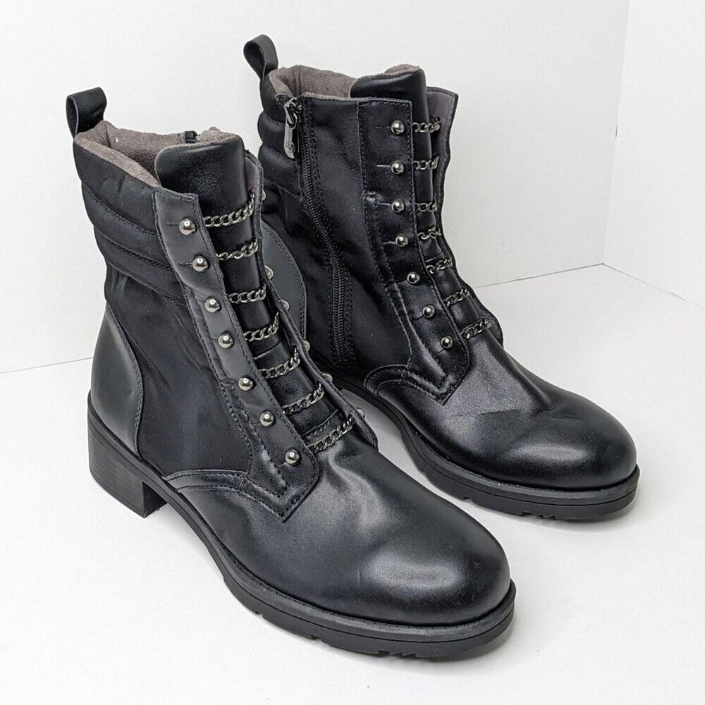Adrienne Vittadini Davide Combat Boots, Black, Women's 9.5